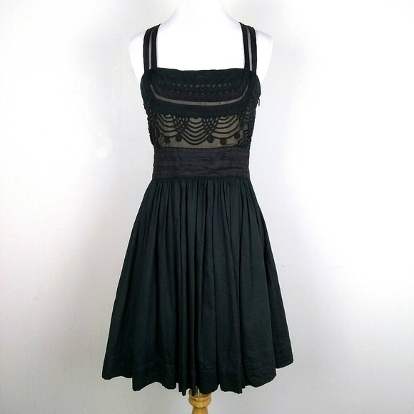 Beautiful Black and Tan Tiered Dress - Picture 1 of 6